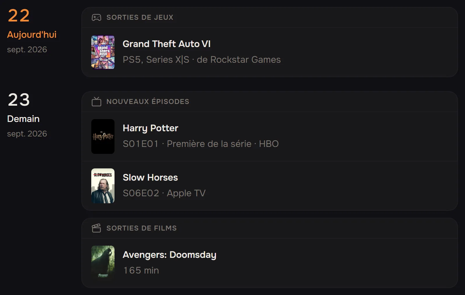 Deux jours du calendrier : un nouvel épisode, une sortie de jeu, une première de série et une sortie de film