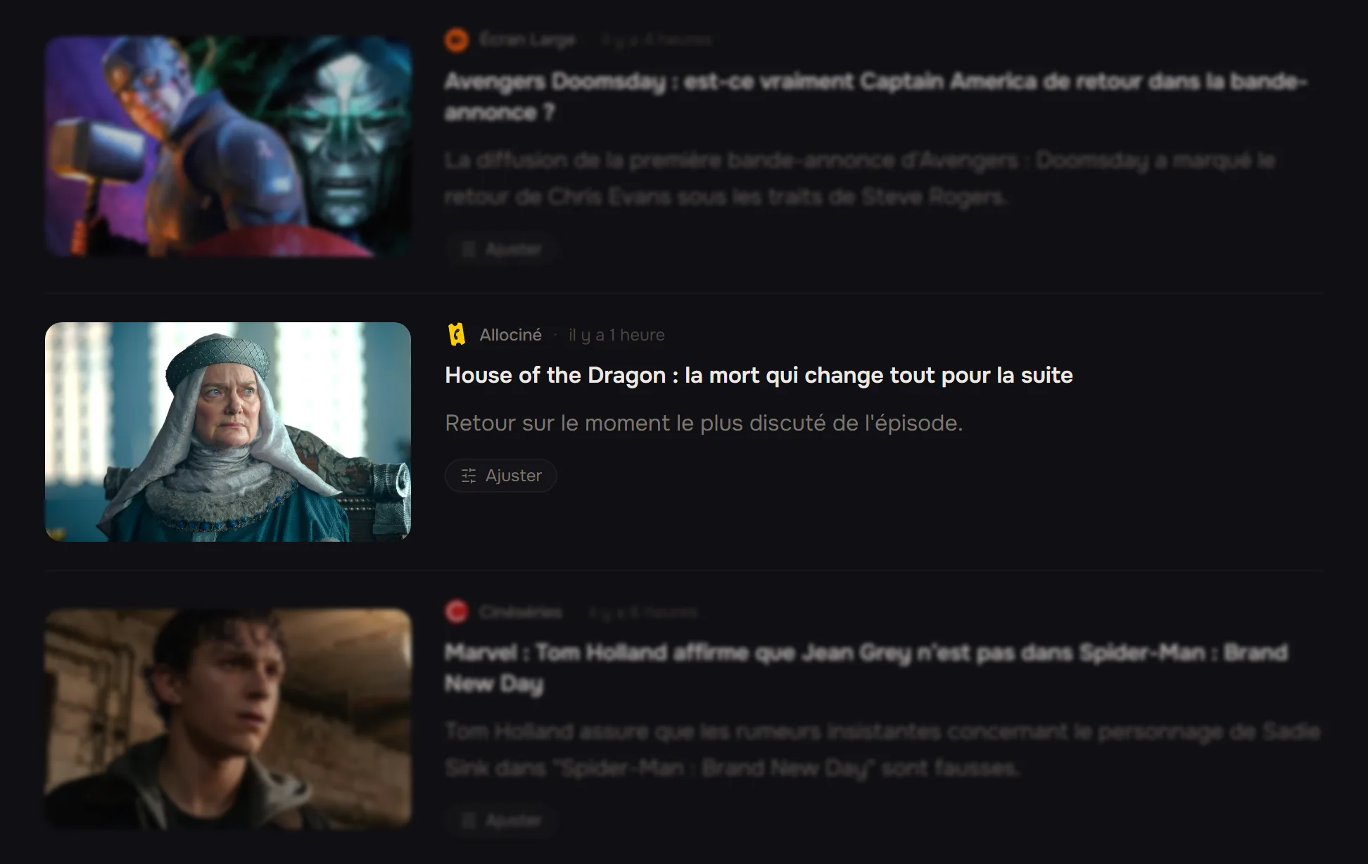 Le même article, visible une fois à jour