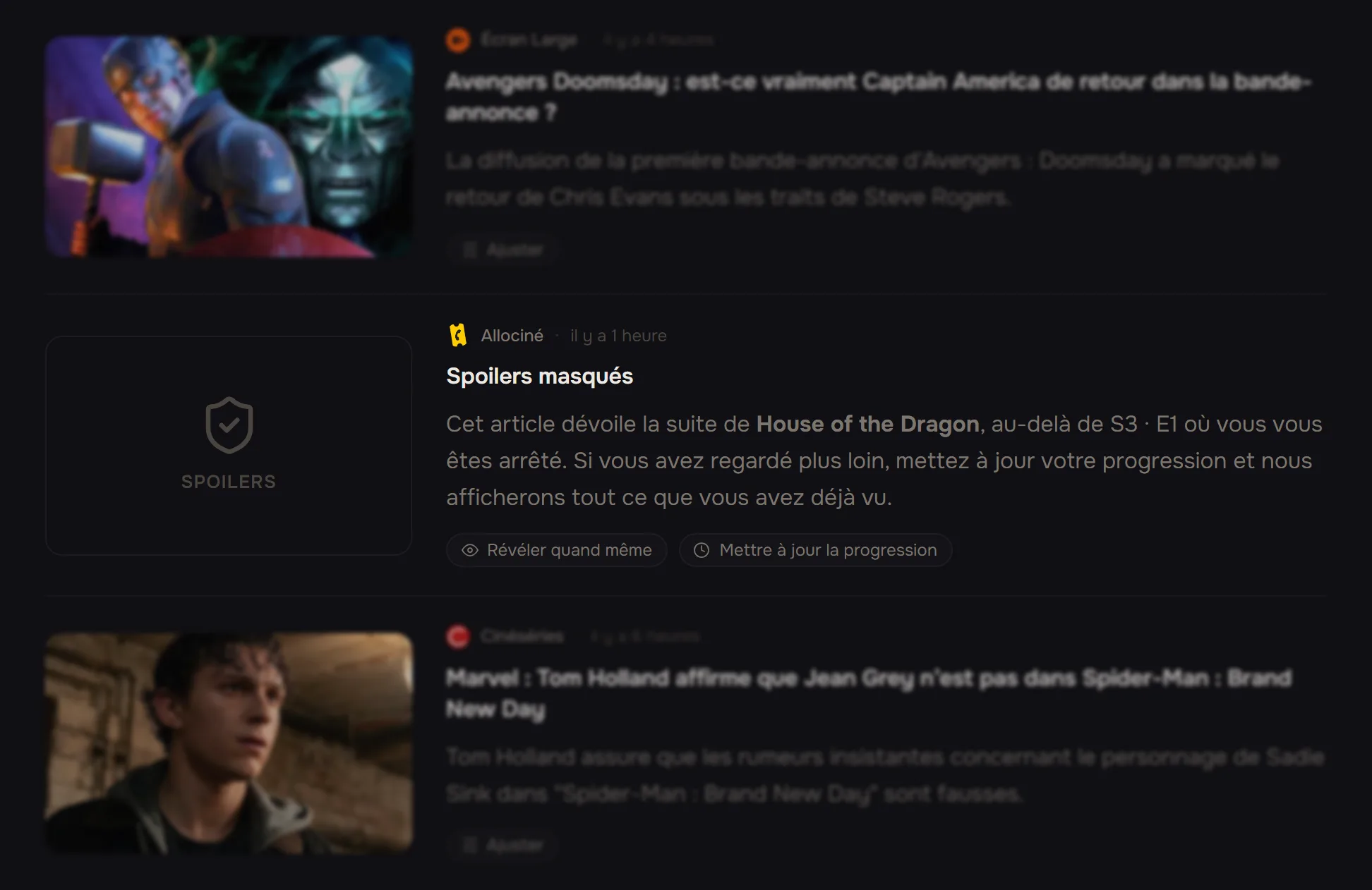 Réglages anti-spoilers