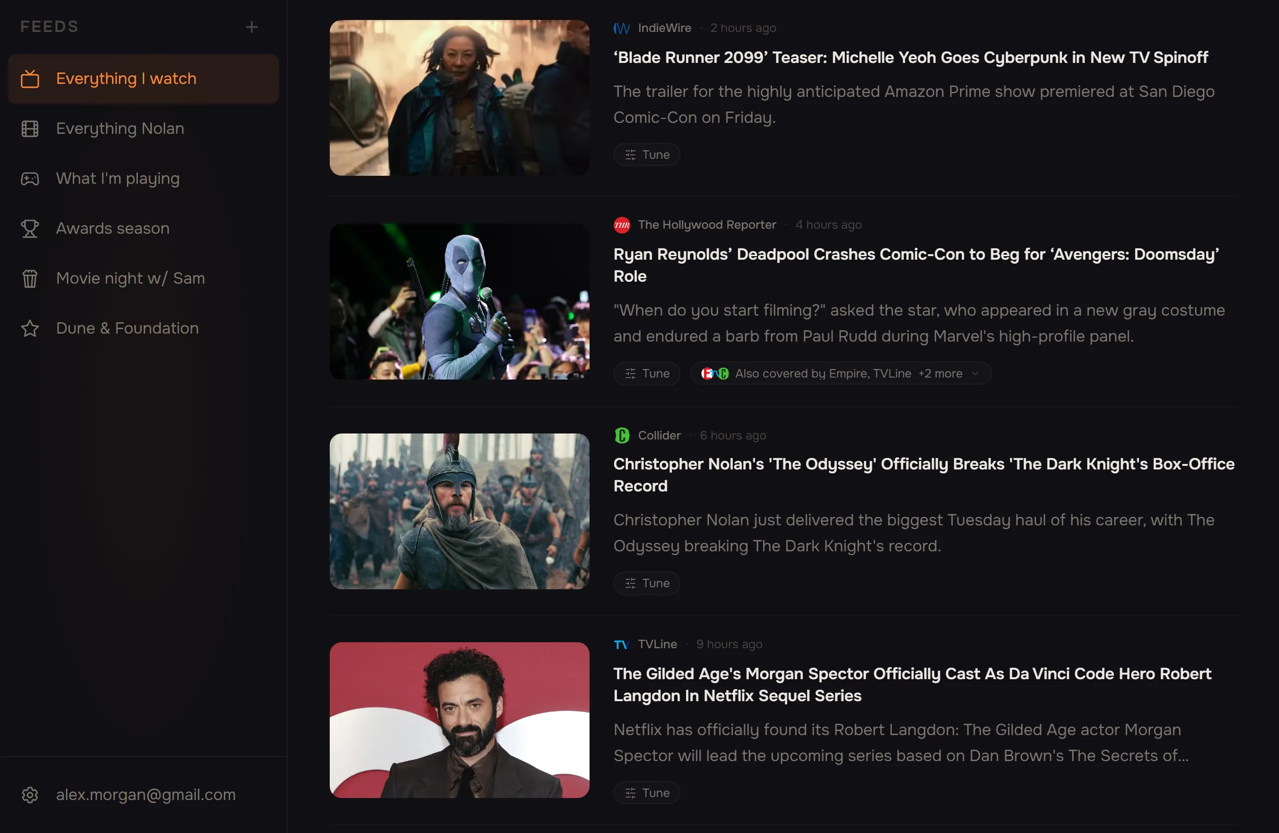 Product screenshot — your personalized feed