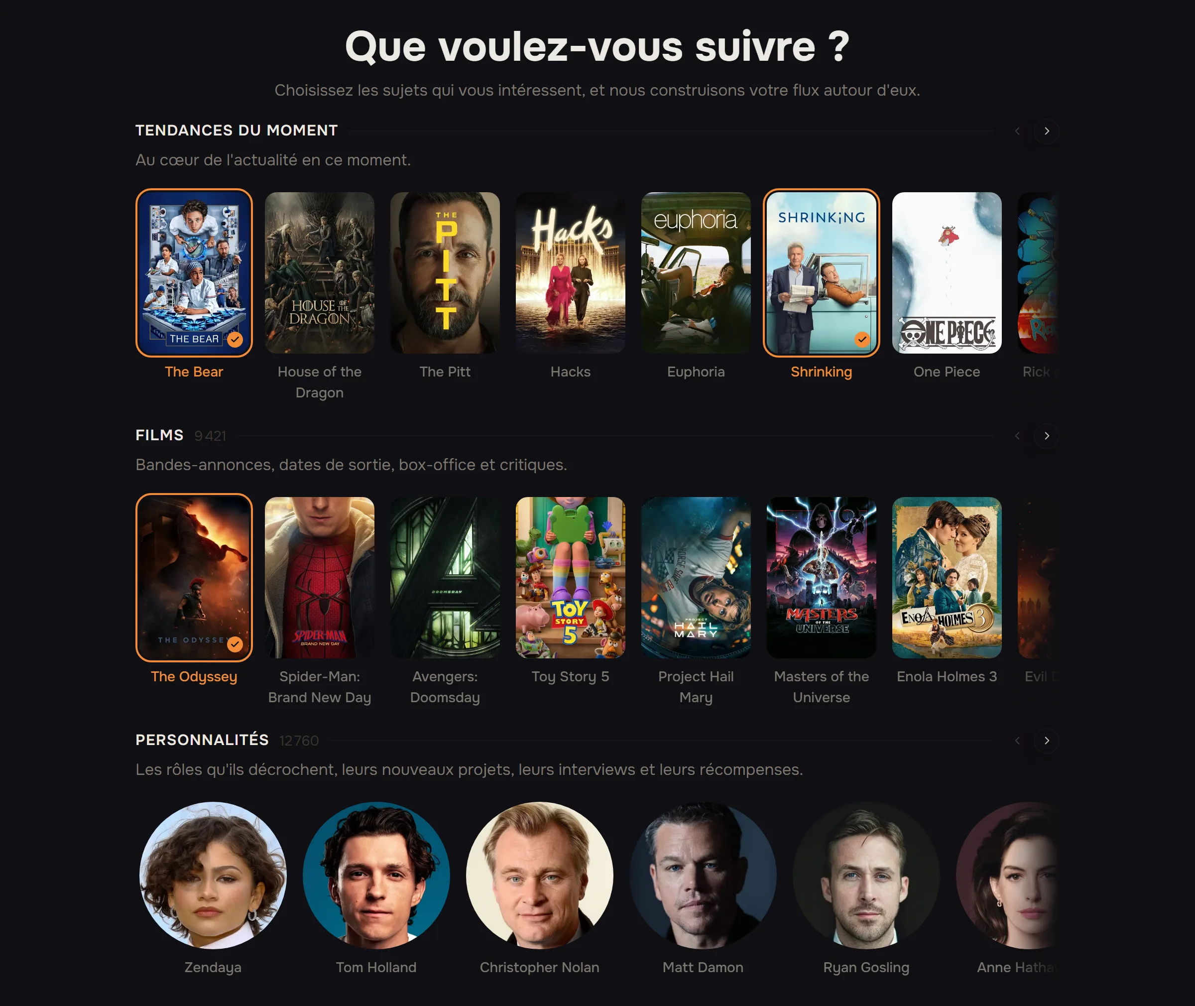 Sélection des sujets