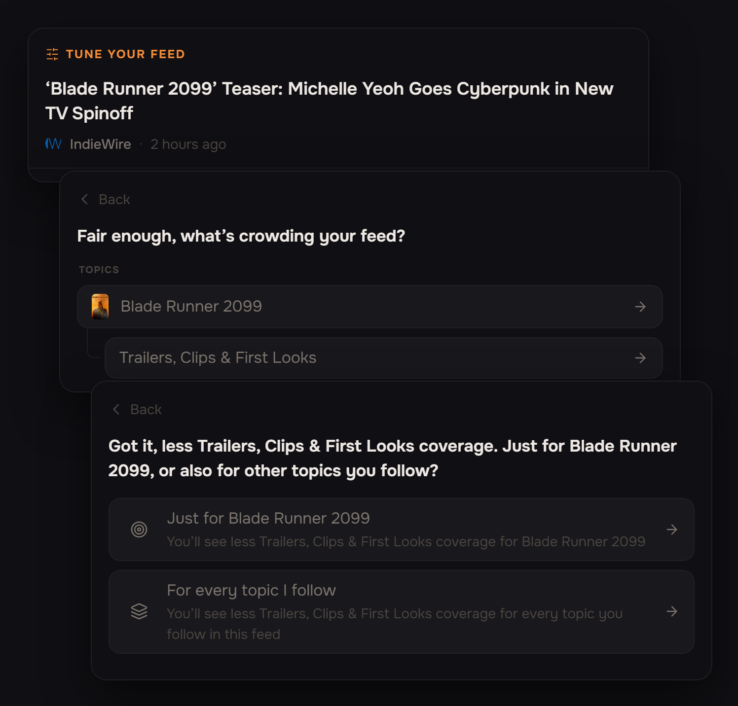 Feedback actions